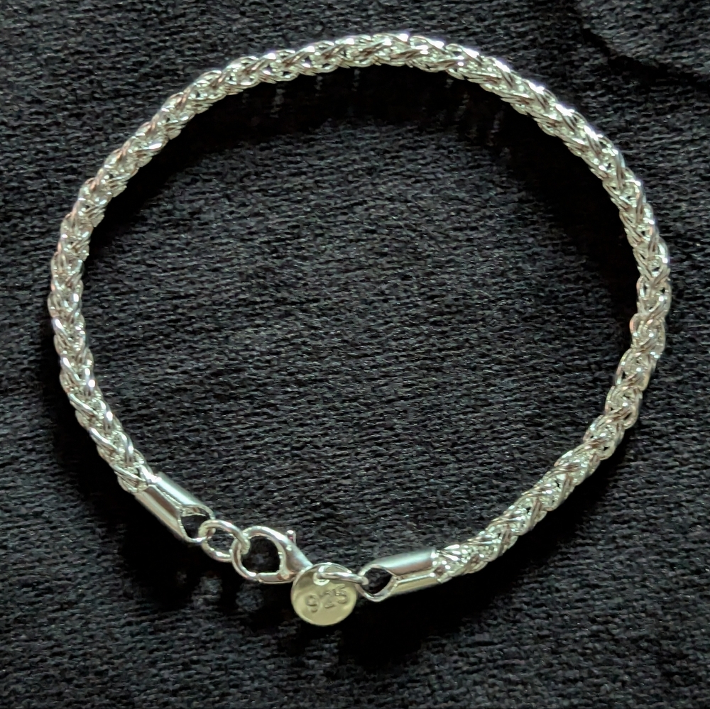 Sterling Silver 925 Chain Bracelet 4mm Women - Picture 2 of 7
